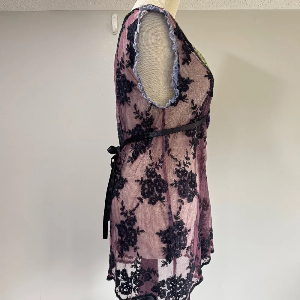 FREE PEOPLE Sheer Embroidered Sleeveless Top